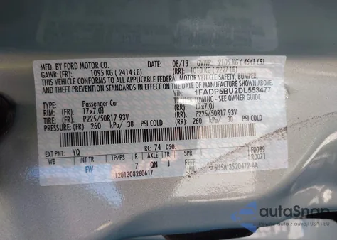 2013 Ford C-Max Hybrid Sel from USA, damaged, VIN 1FADP5BU2DL553477